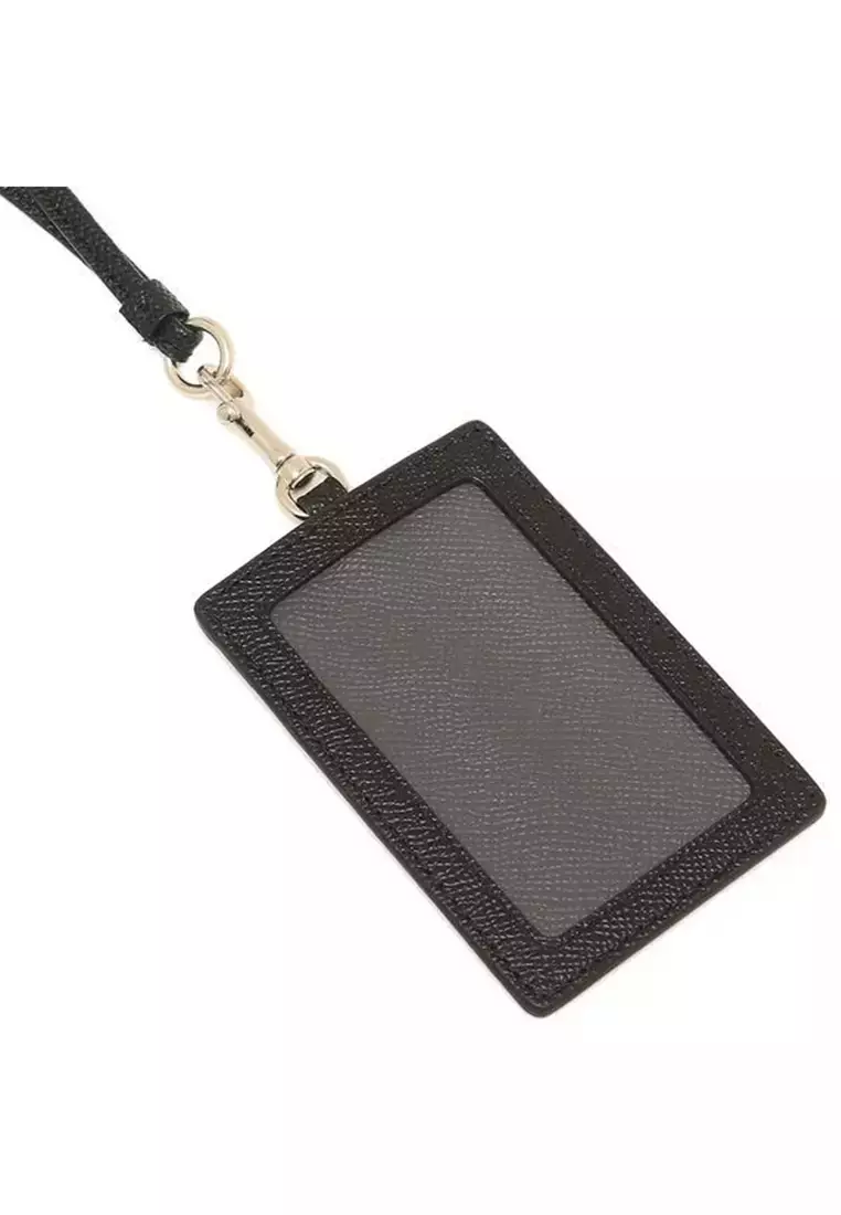 Coach ID Lanyard Crossgrain Leather Black