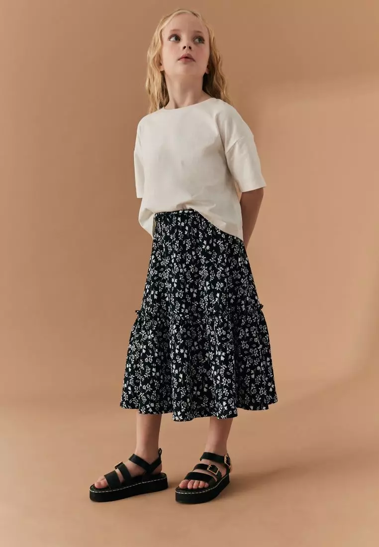 Texture Printed Midi Skirt