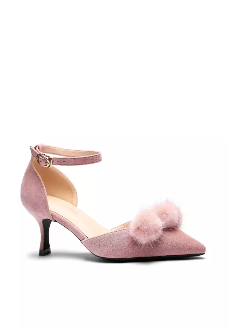 Discount on Twenty Eight Shoes  shoes - SKU: Fur Ball Strap Heel Pumps 165-31