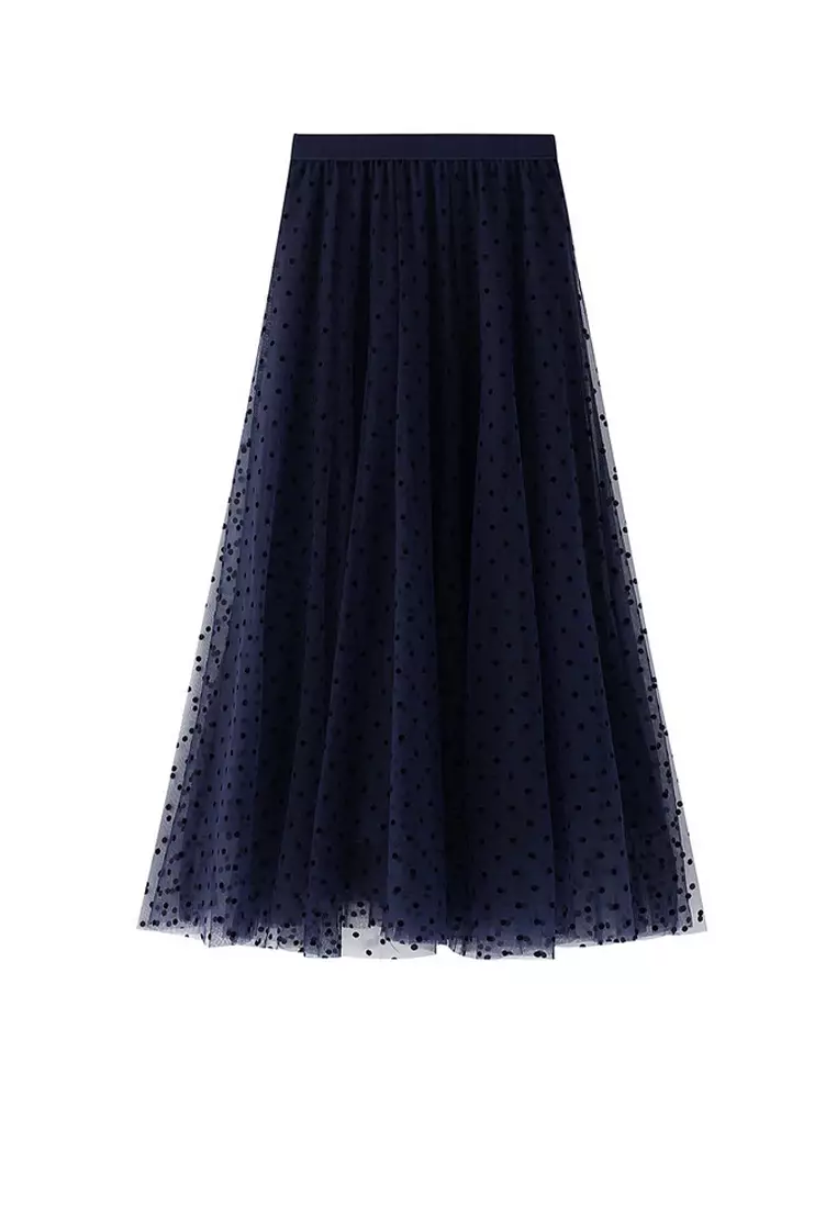 Twenty Eight Shoes Flocked Polka Dot Mesh A-Line Skirt AF8351