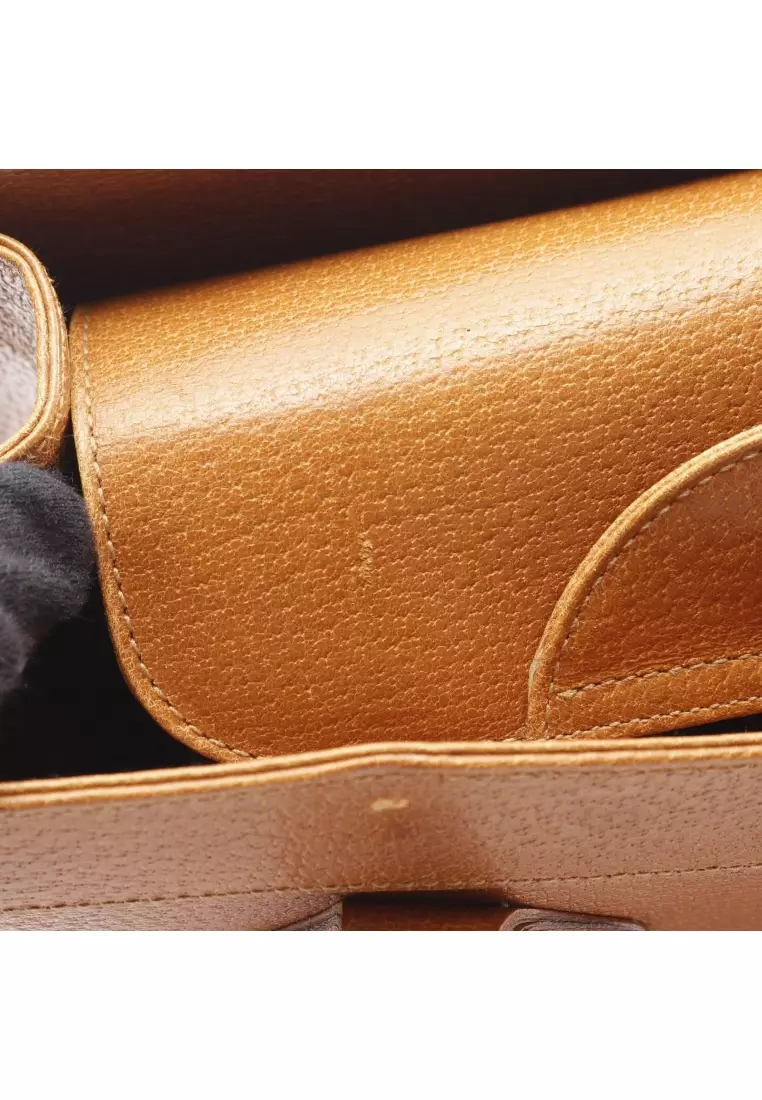 Pre-Loved Gucci Bamboo Handbag tote bag leather light brown