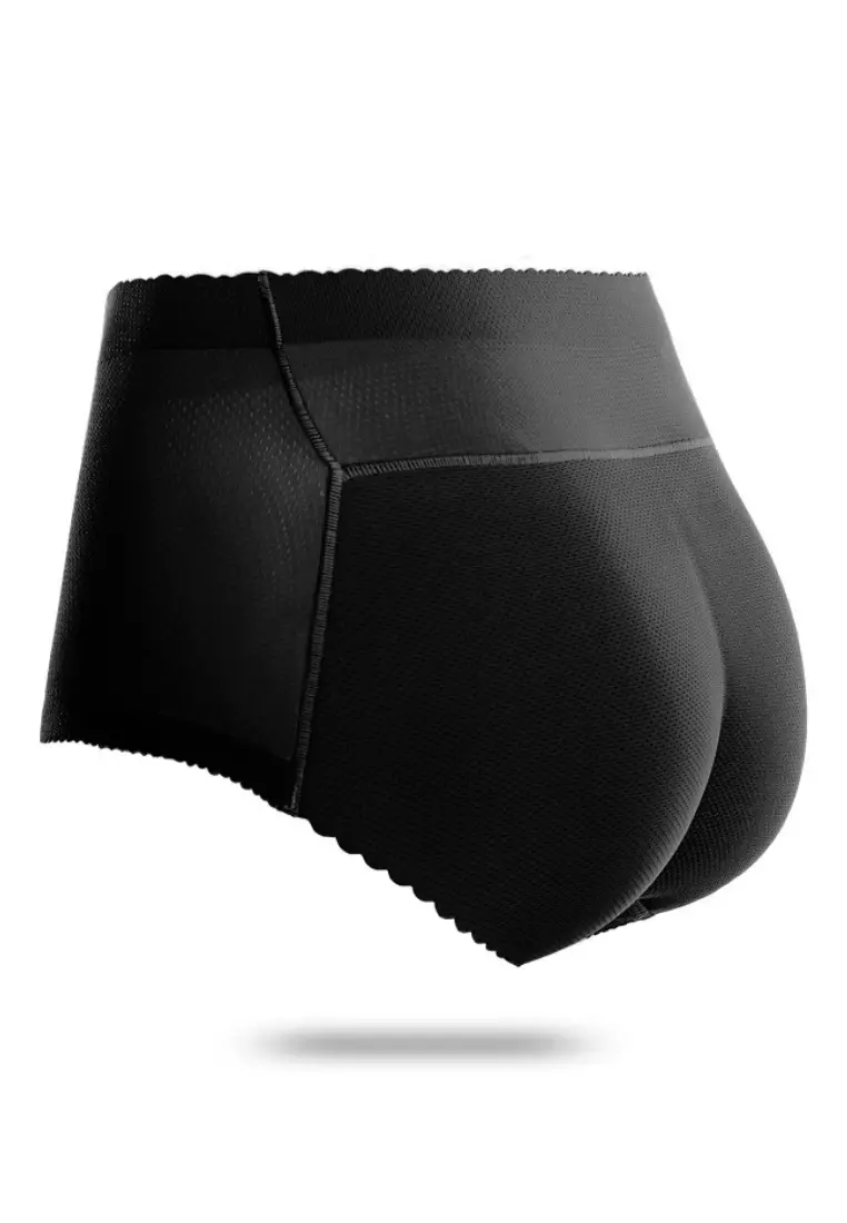 Kalene Butt Lifter Mid Rise Panties Seamless Padded Underwear Hip Pads Enhancer Panty in Black
