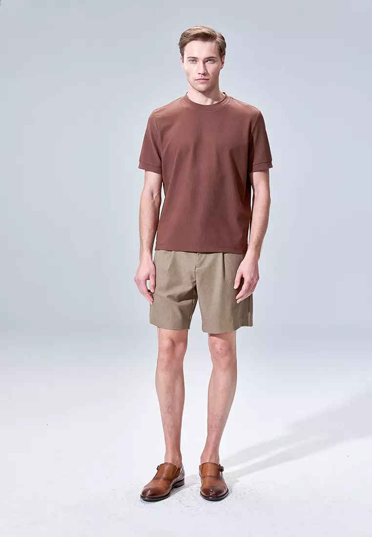 Olive Linen Blend Drawstring Casual Shorts