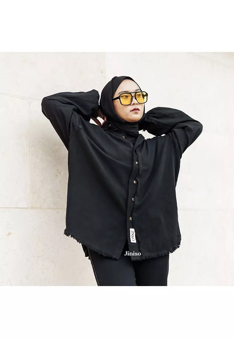 Kemeja Denim Raw Oversize Unisex HYPER ACTIVE