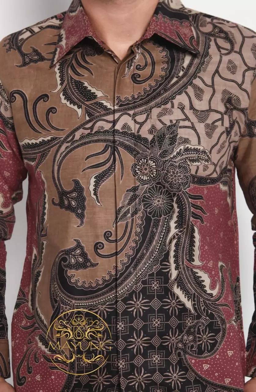 Wisana Ungu Kemeja Batik Pria Premium Slimfit Modern Lengan Panjang