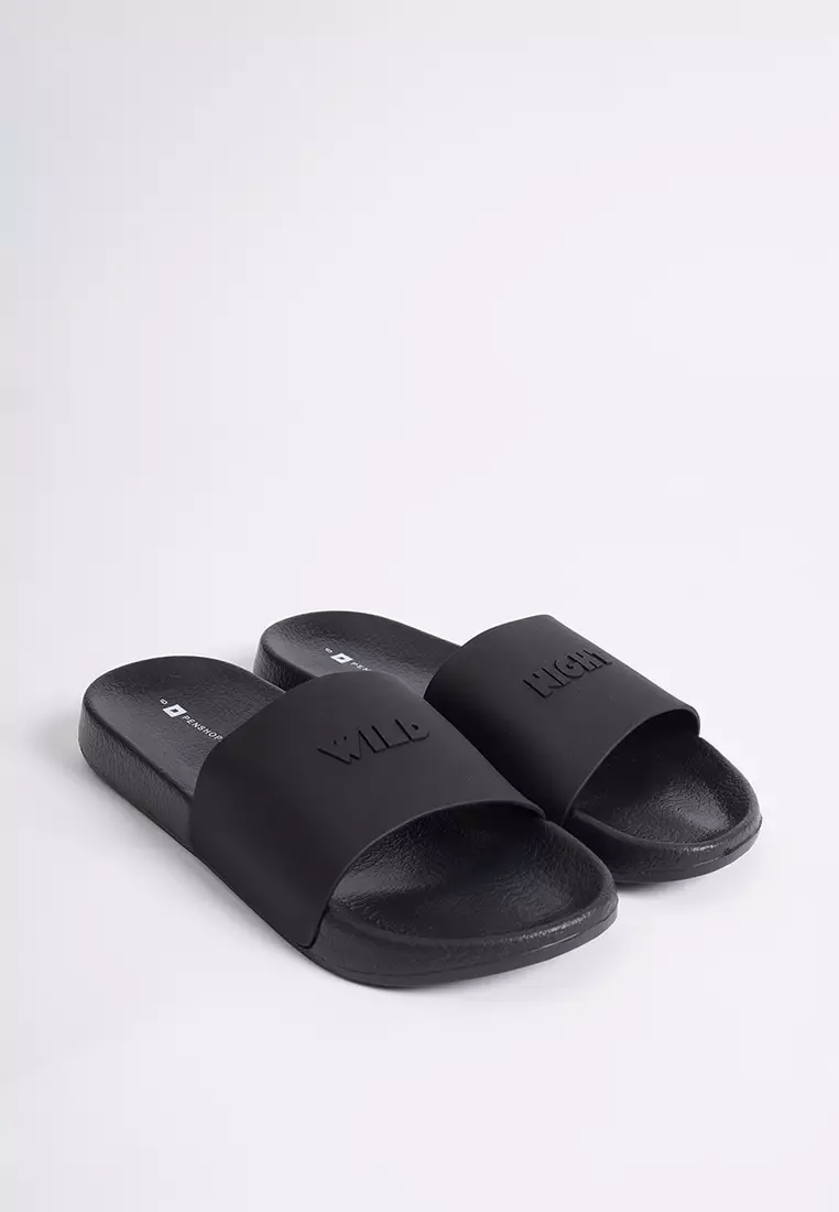 Men s All Rubber Text Slides