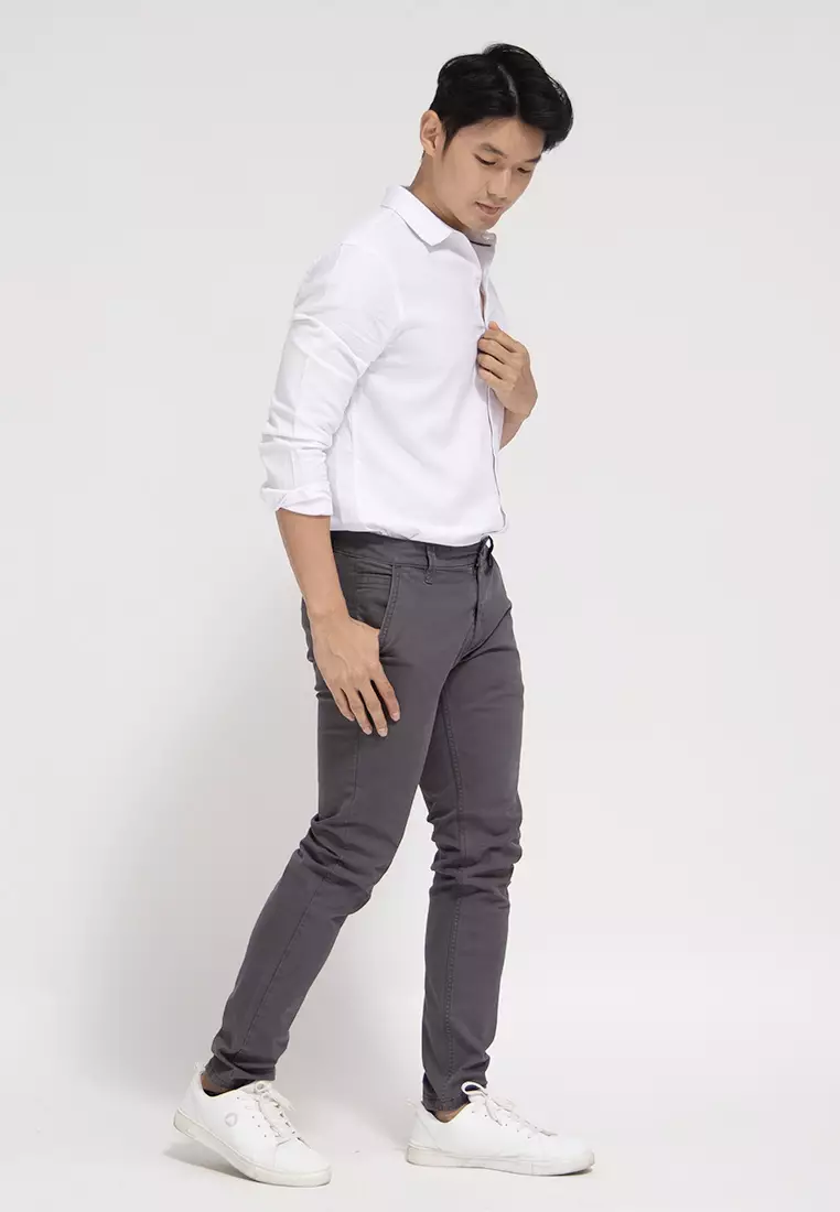 Celana Chinos Cotton Stretch Charcoal OXCON