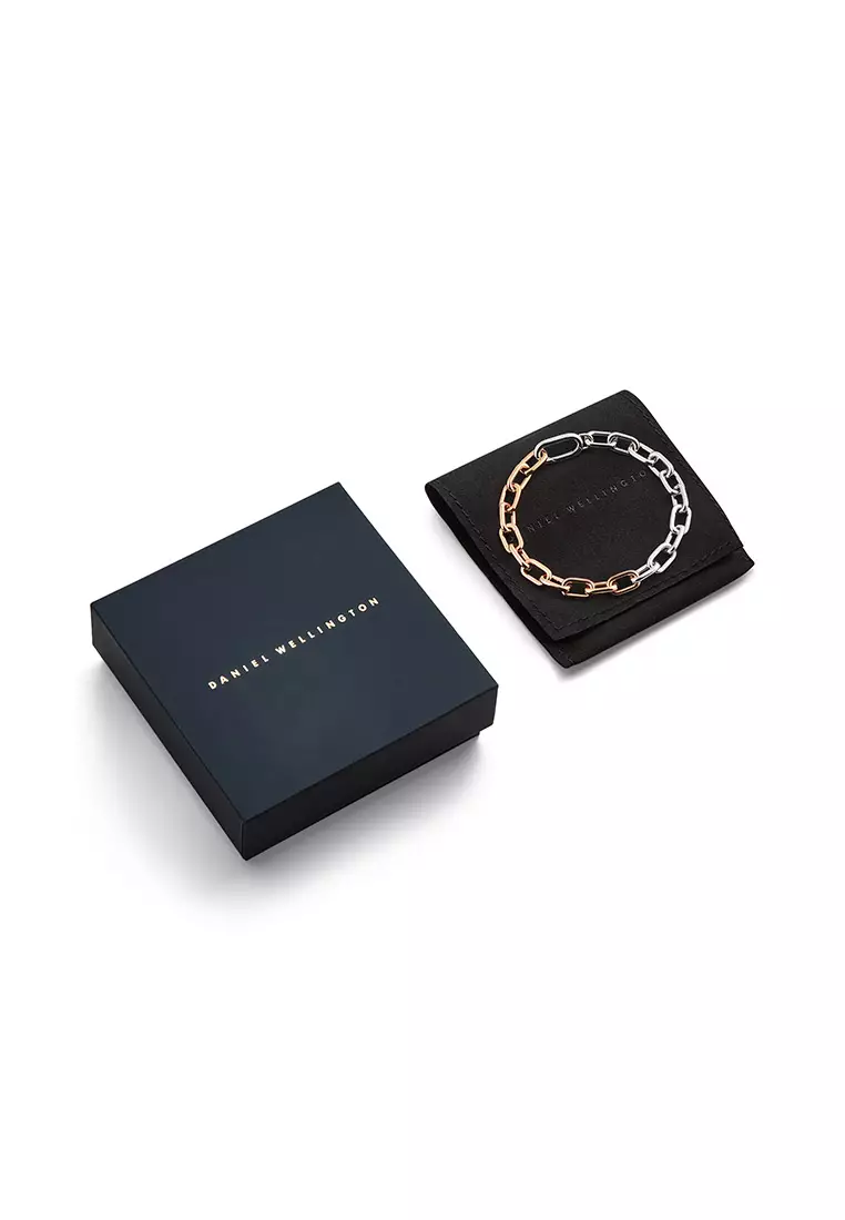 Contrast Link Bracelet Two Tone Rose Gold - Unisex Bracelet for women and men stainless steel Bracelet DW Official Authentic Original gelang tangan perempuan lelaki DW