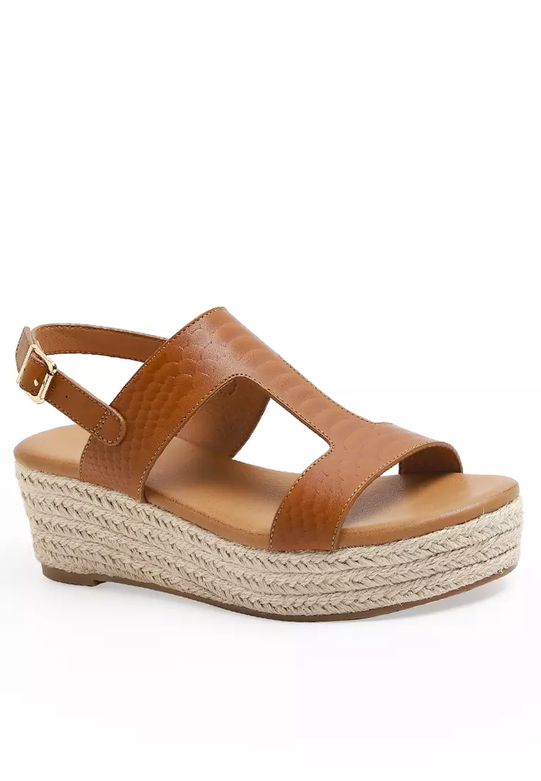 Discount on Twenty Eight Shoes  shoes - SKU: Texture Strap Wedge Espadrilles ALM3035-4