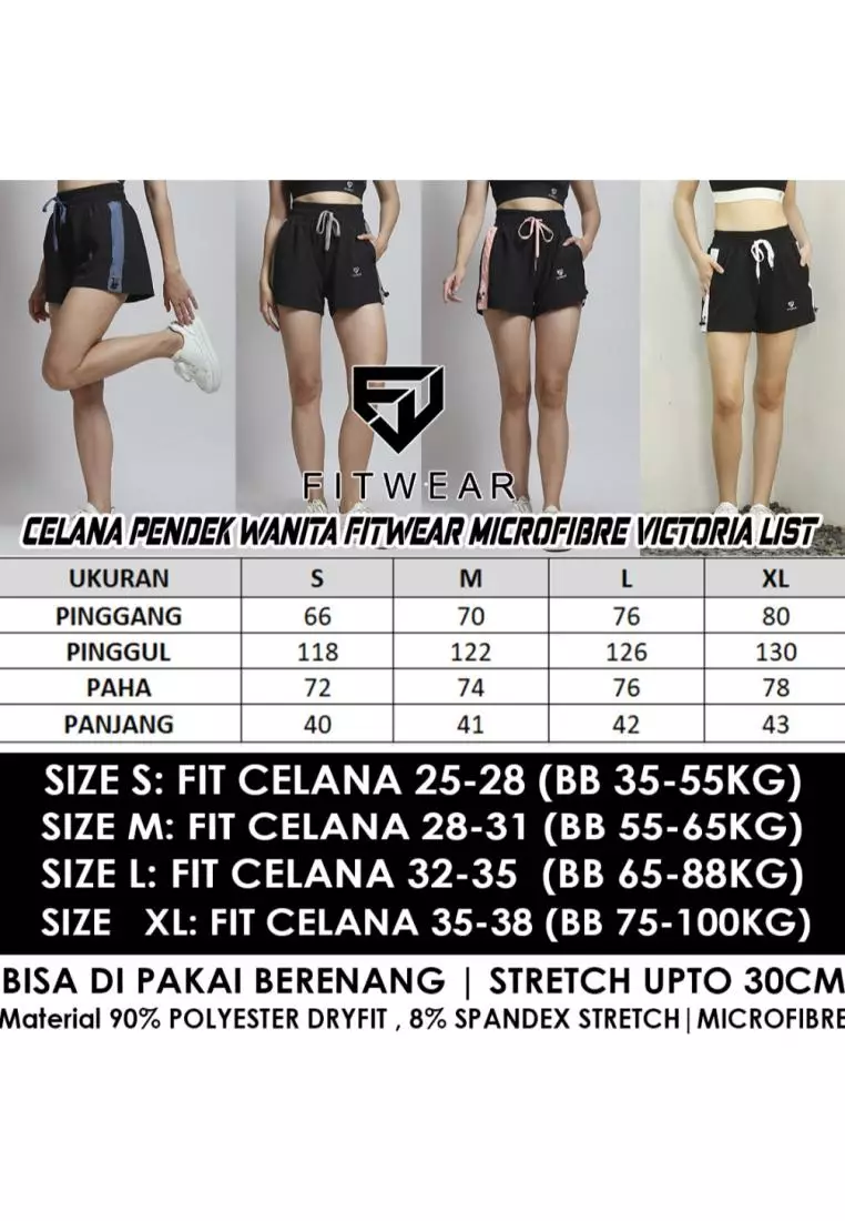 Fitwear - Celana Pendek Big Size Olahraga Wanita VICTORIA LIST MICROFIBRE - LIST PEACH