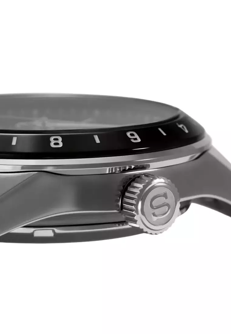 Seiko Presage Sharp Edged Series GMT Black Dial Power Reserve Indicator Automatic Watch SPB221J1
