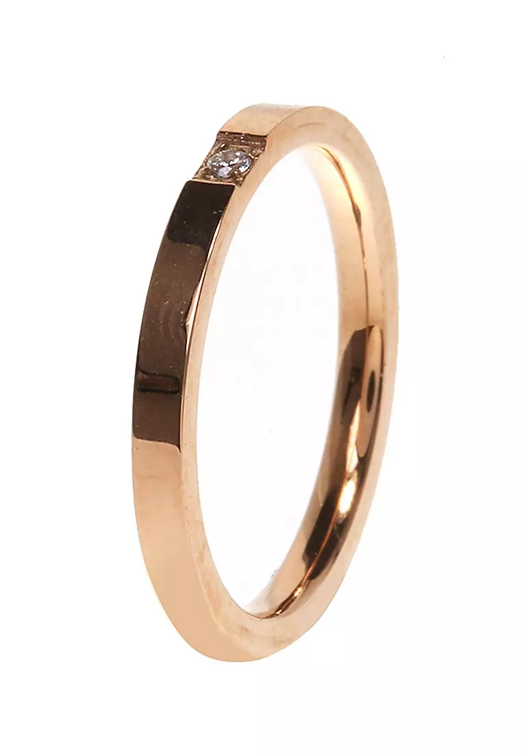 Cincin Titanium Aksesoris Wanita Design Simple Elegant Look Premium Quality - Rosegold