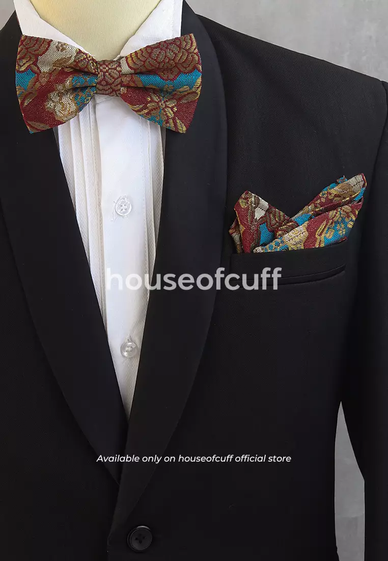 Houseofcuff dasi kupu pria bowtie pocket square batik songket