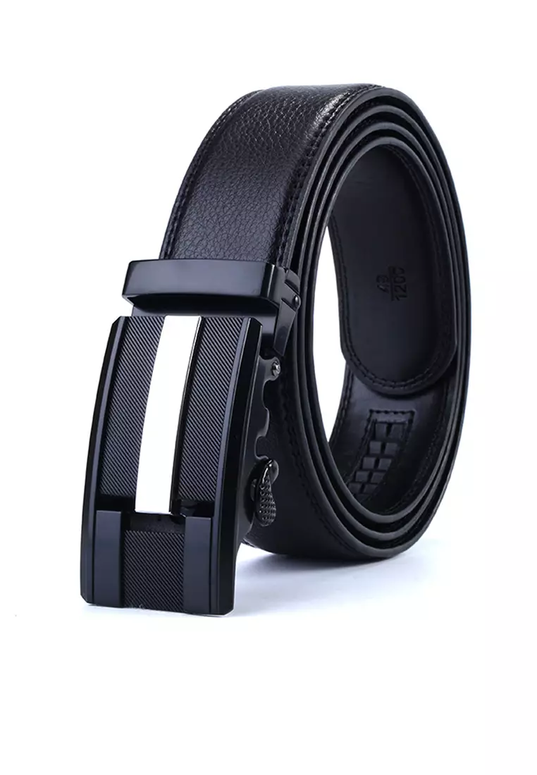 Buy Baellerry Easy To Wear Two-layer Cowhide Fake Needle Belt Automatic  Buckle Belt Comfort Click Men's Belt 2024 Online