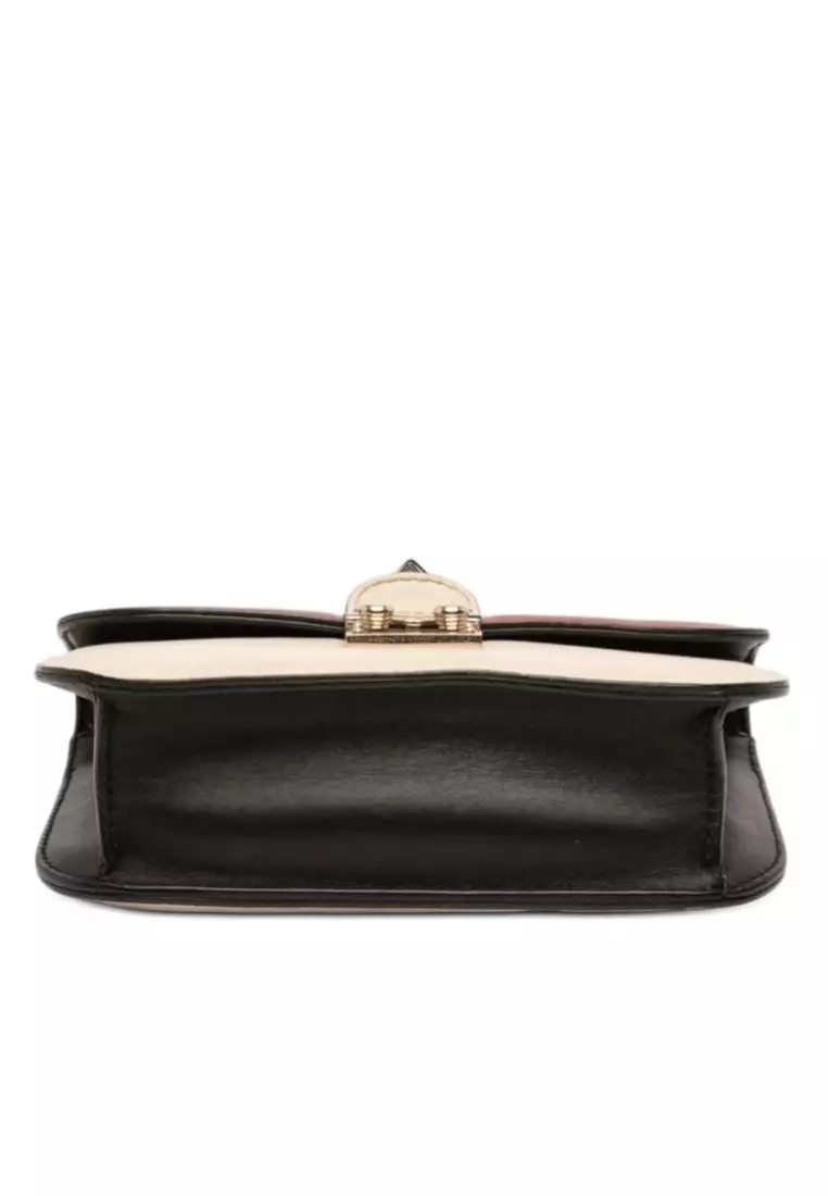 Pre-Loved Valentino Small Tricolor Calfskin Rockstud Glam Lock Crossbody