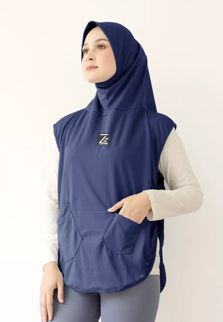 Hijab Vest Olahraga Nara Sporty Pocket - Dark Ocean