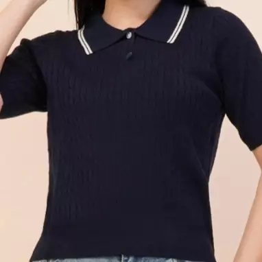 Carmen Polo Shirt Knit in Navy