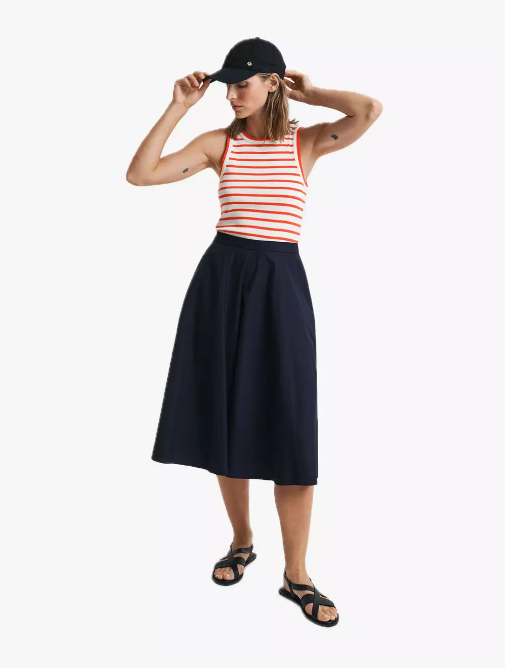 GANT - Pakaian Wanita - Striped Tank Top - Orange Red