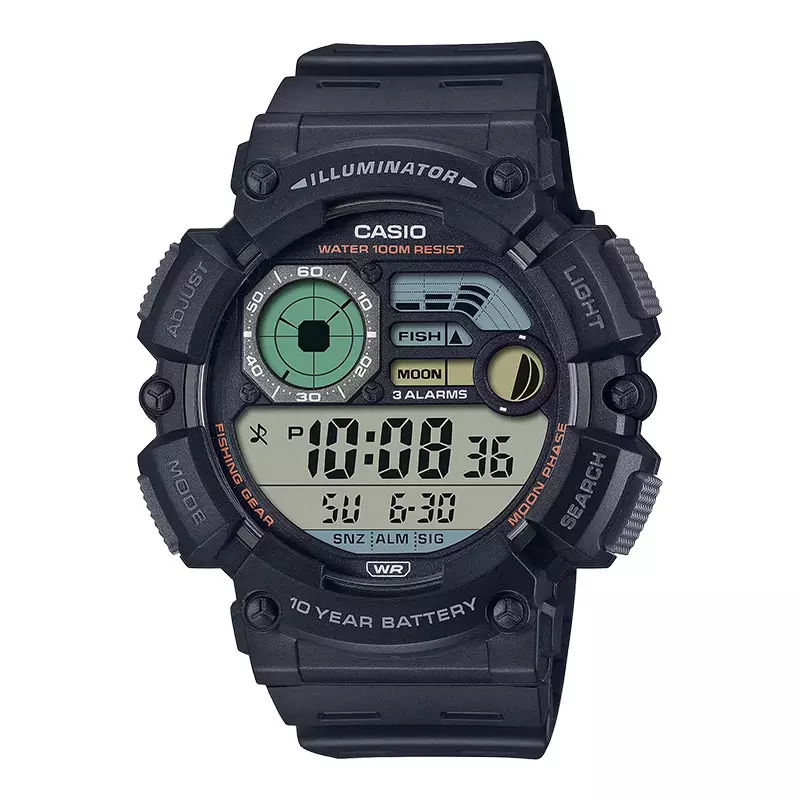 Jam Tangan Pria Casio General WS-1500H-1AVDF Men Illuminator Digital Dial Black Resin Band