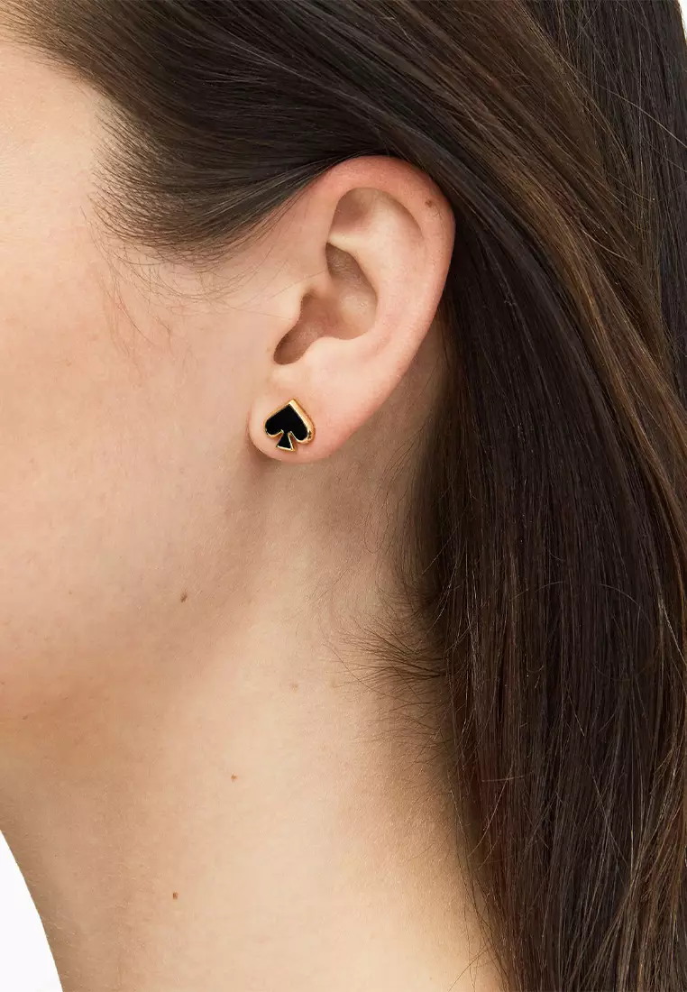 Everyday Spade Enamel Studs Earrings Black o0ru3069
