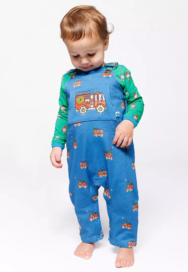 Dorset Golden overalls for baby with fire truck