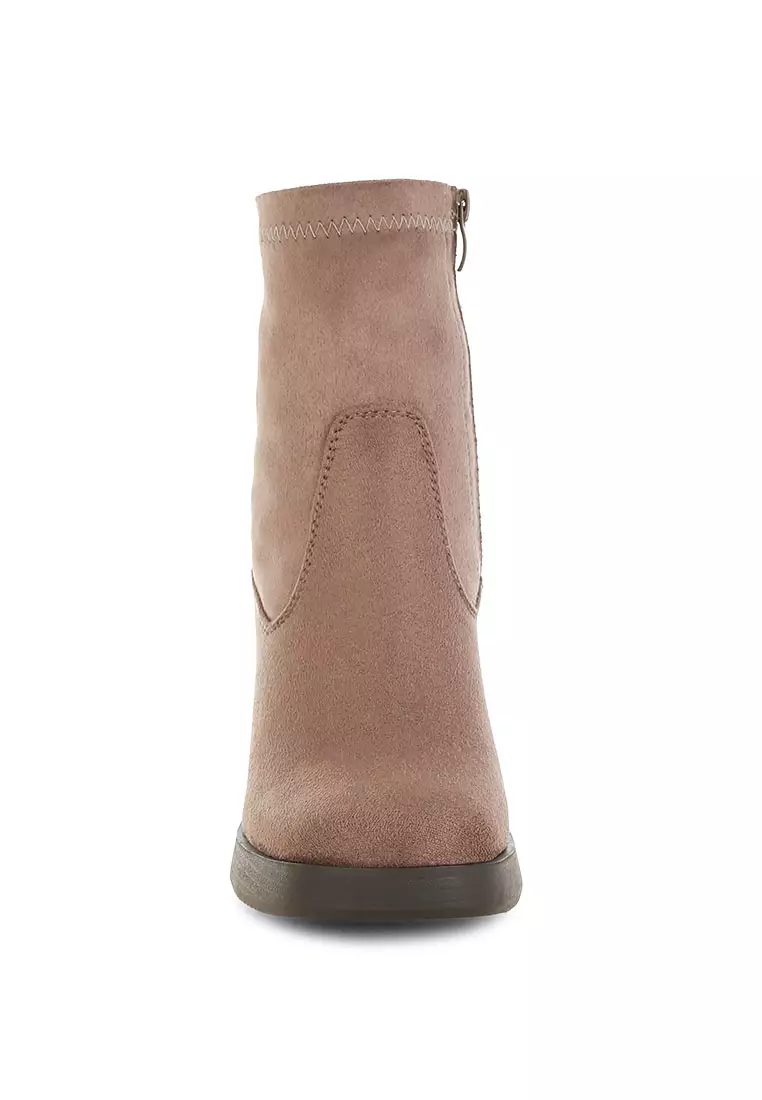 Sepatu Bot Kaus Kaki Mikrofiber Warna Taupe