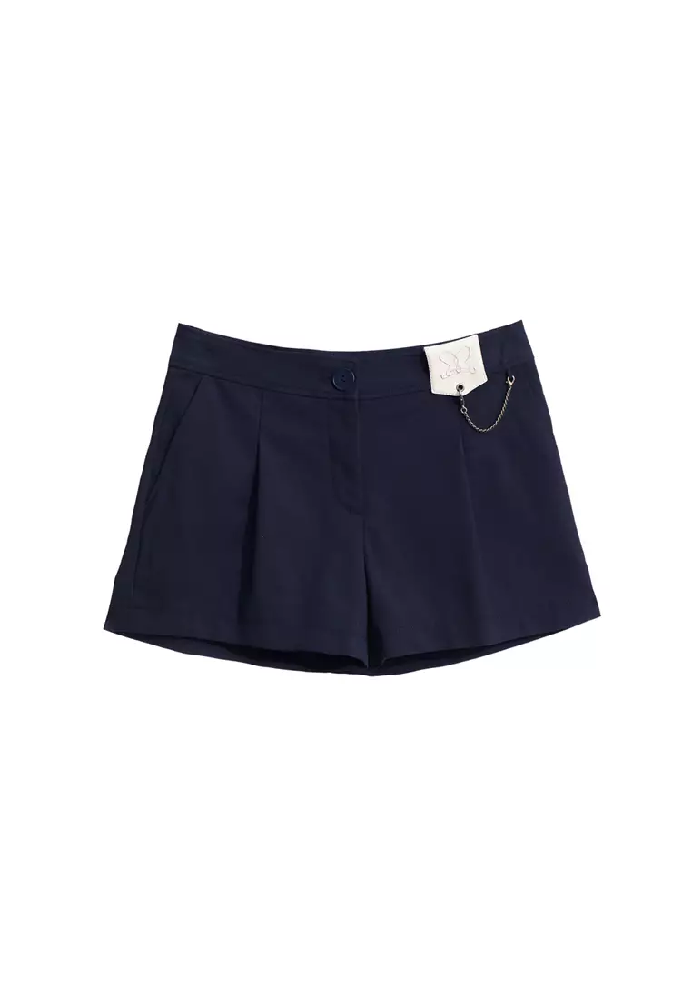 Navy Shorts With Detachable Chain Accessory
