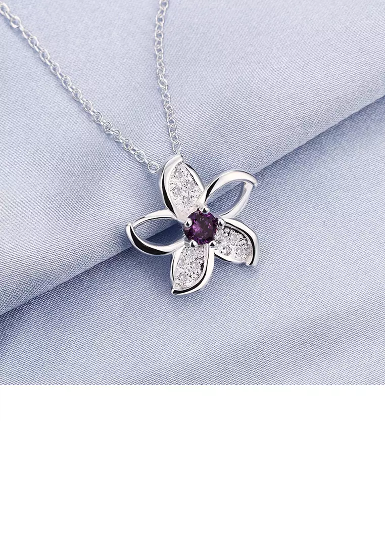 Purple flower necklace store