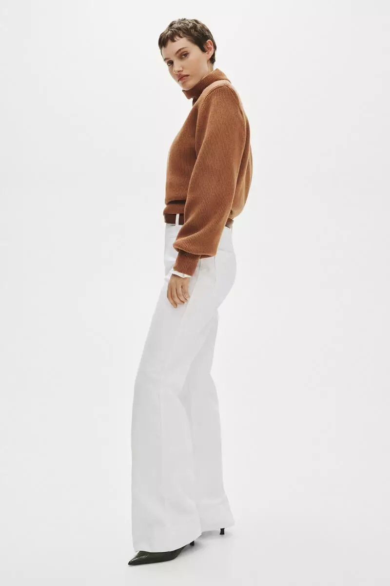 Flared twill trousers