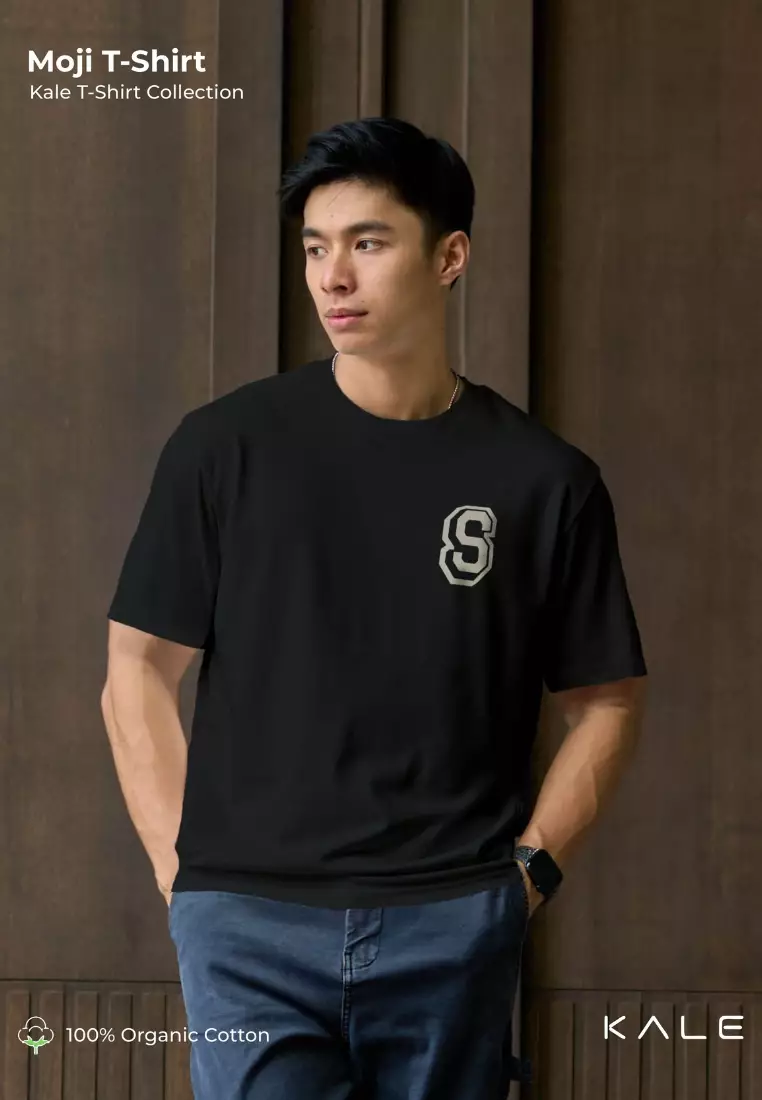 Kale Moji Black "S" / atasan kaos pria / baju kaos pria / kaos basic pria / kaos boxy fit / kaos korea