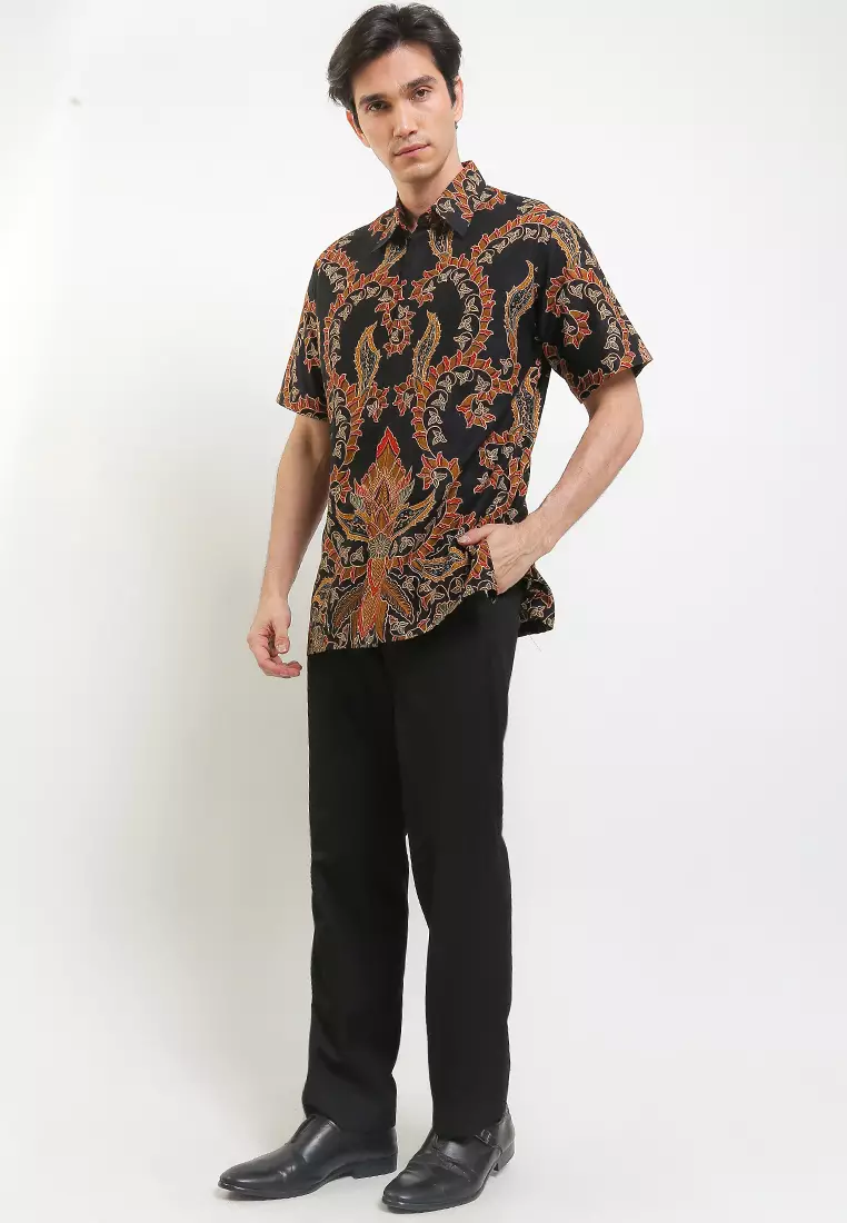 Kemeja Batik Printing Lengan Pendek Motif Ronri Ronce