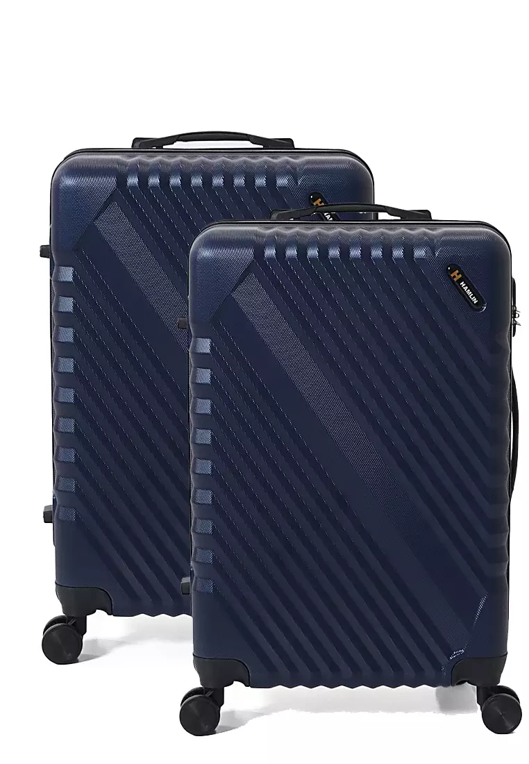 Isvara Tas Koper One Set Unisex Large Compartment Suitcase Number Code Locking Material Fiber ABS ORIGINAL - Biru