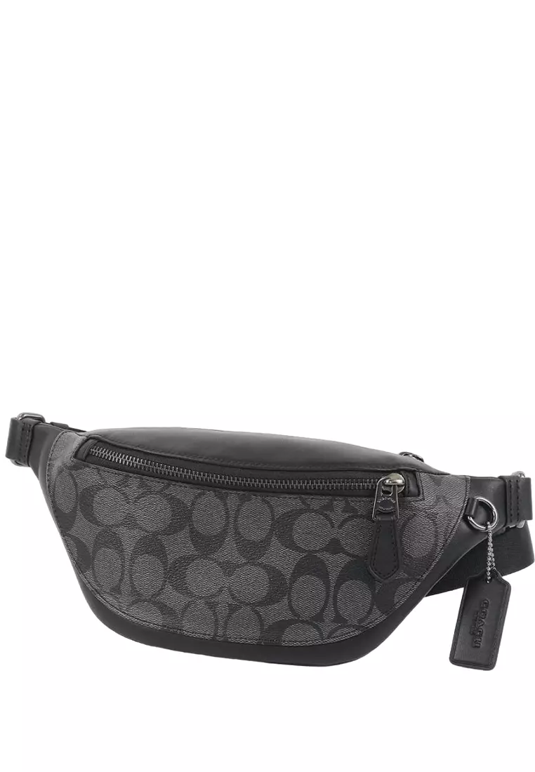 Mens Warren Mini Belt Bag In Signature Canvas - Charcoal Black