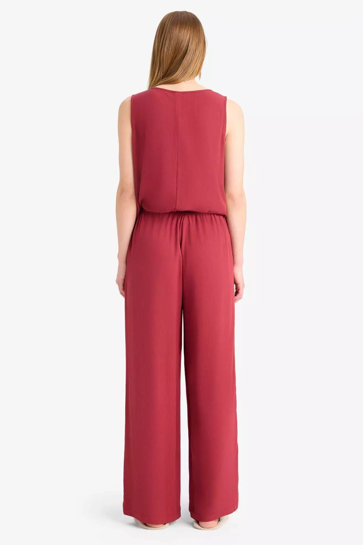 Regular Fit Stretchy Waisted Lace-Up Beach Pants-Fall in Love D9763Ax25Sm