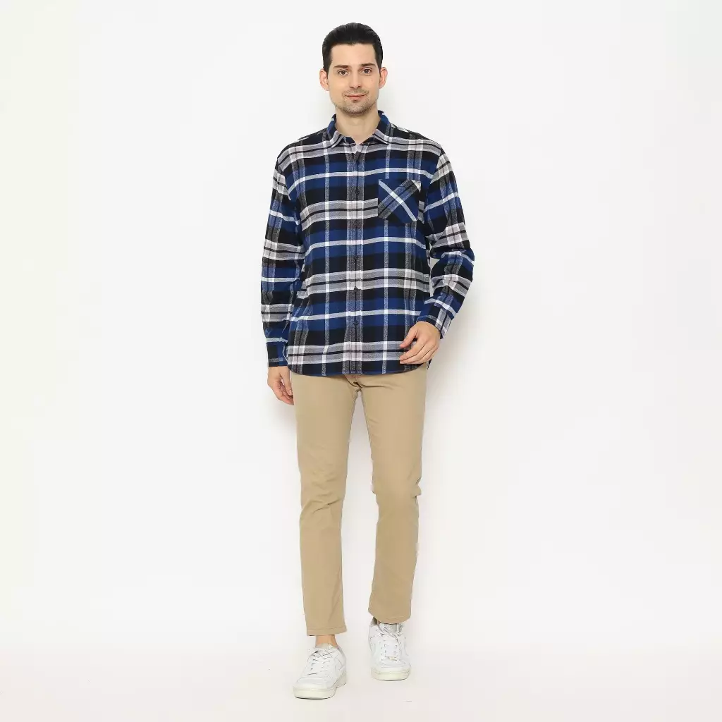 AMK Kemeja Pria Flannel Lengan Panjang SHF KENZO L/S Blue