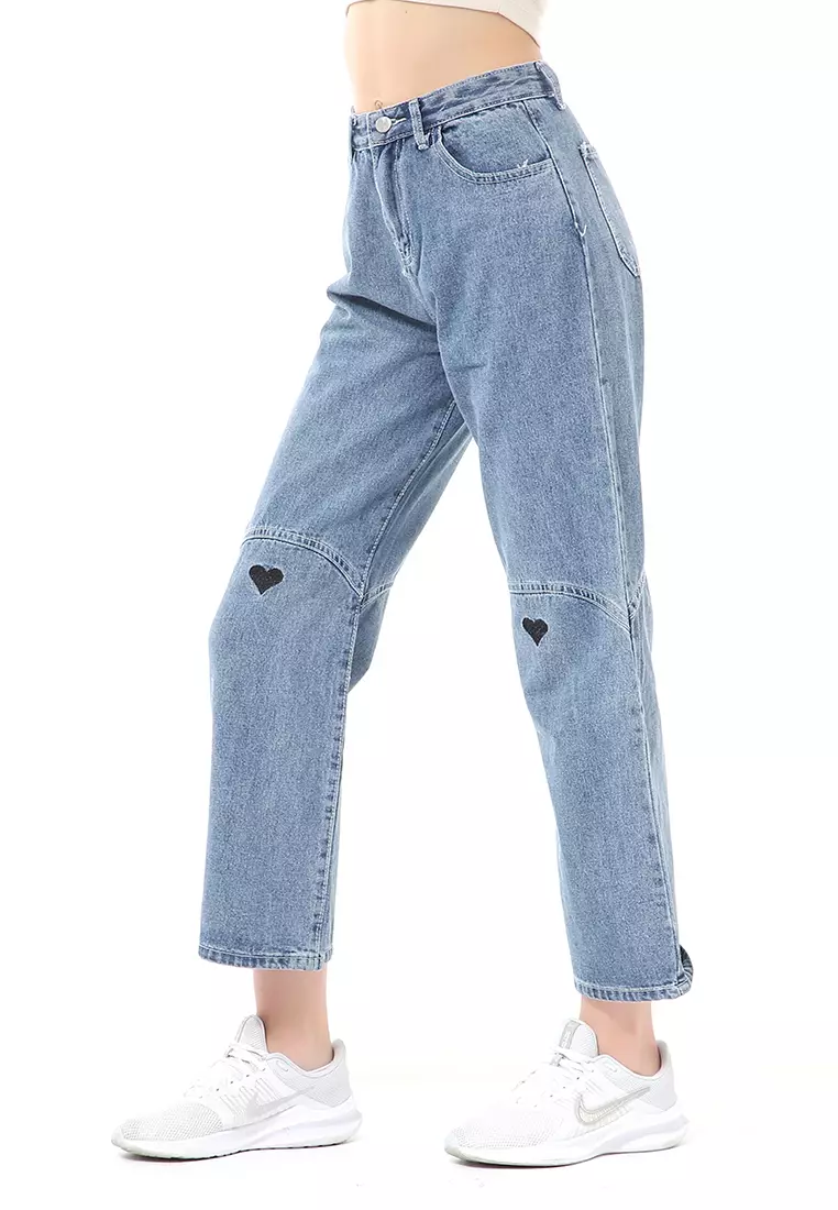Stella Celana Jeans Wanita Long Pants Model Love Lutut Material Denim ORIGINAL - Blue