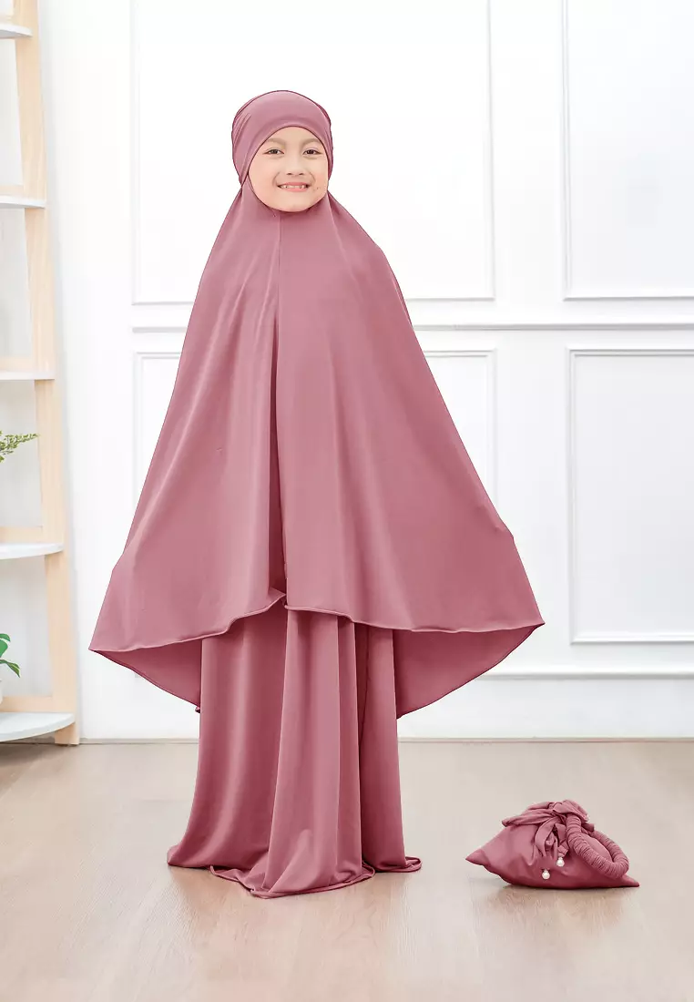 Zelena - Raudhia Prayer Set | Mukena French Khimar Set - Mauve - Remaja