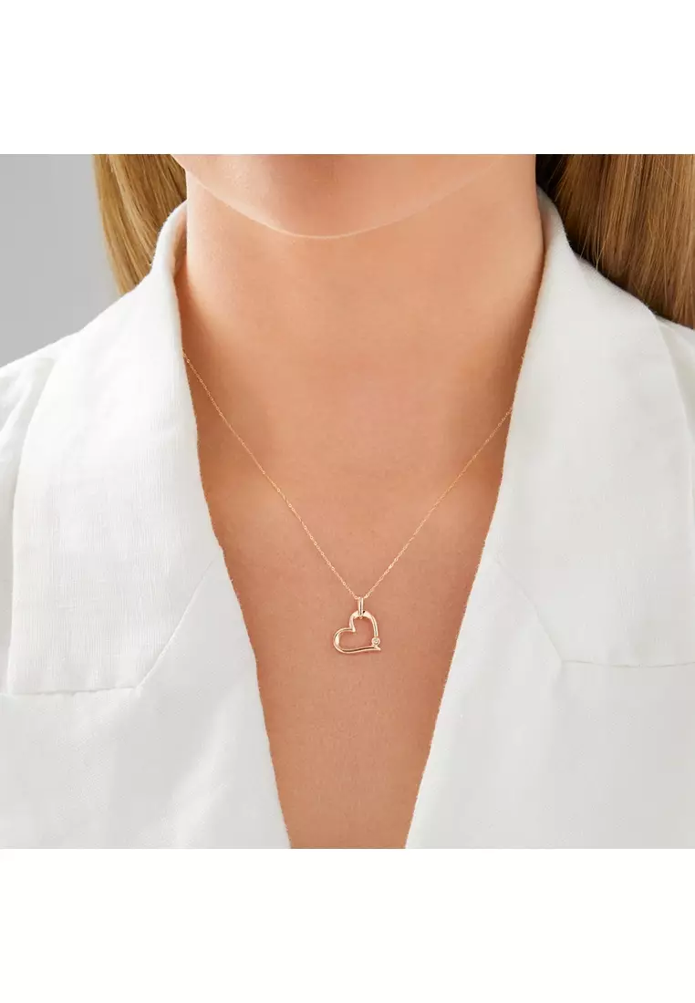 Buy Michael Hill Heart Pendant with A Diamond in 10ct Yellow Gold