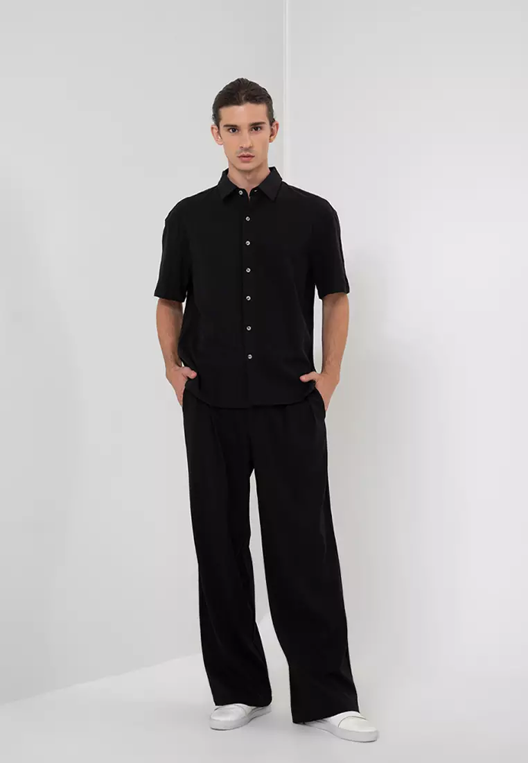Mens black short outlet sleeve shirt