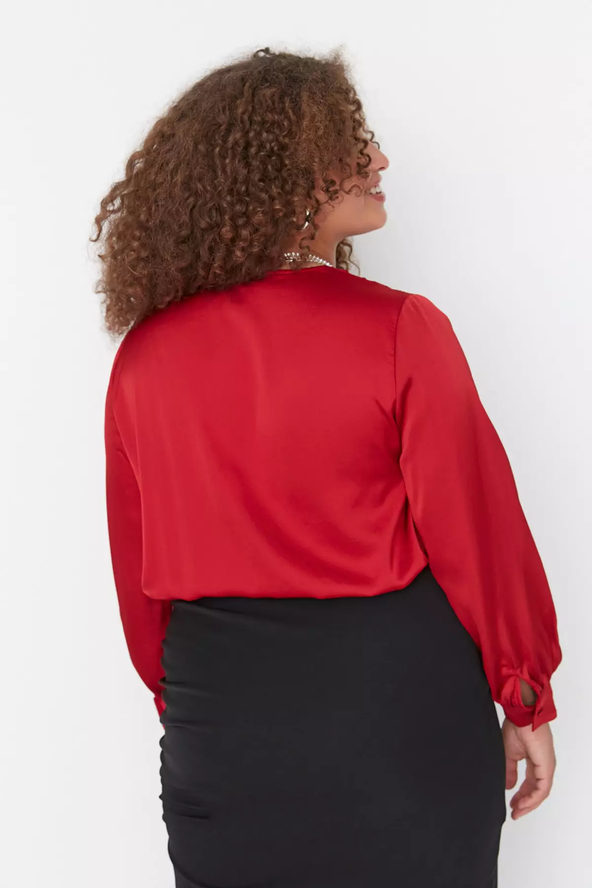 Plus Size Weave Satin Bodysuit