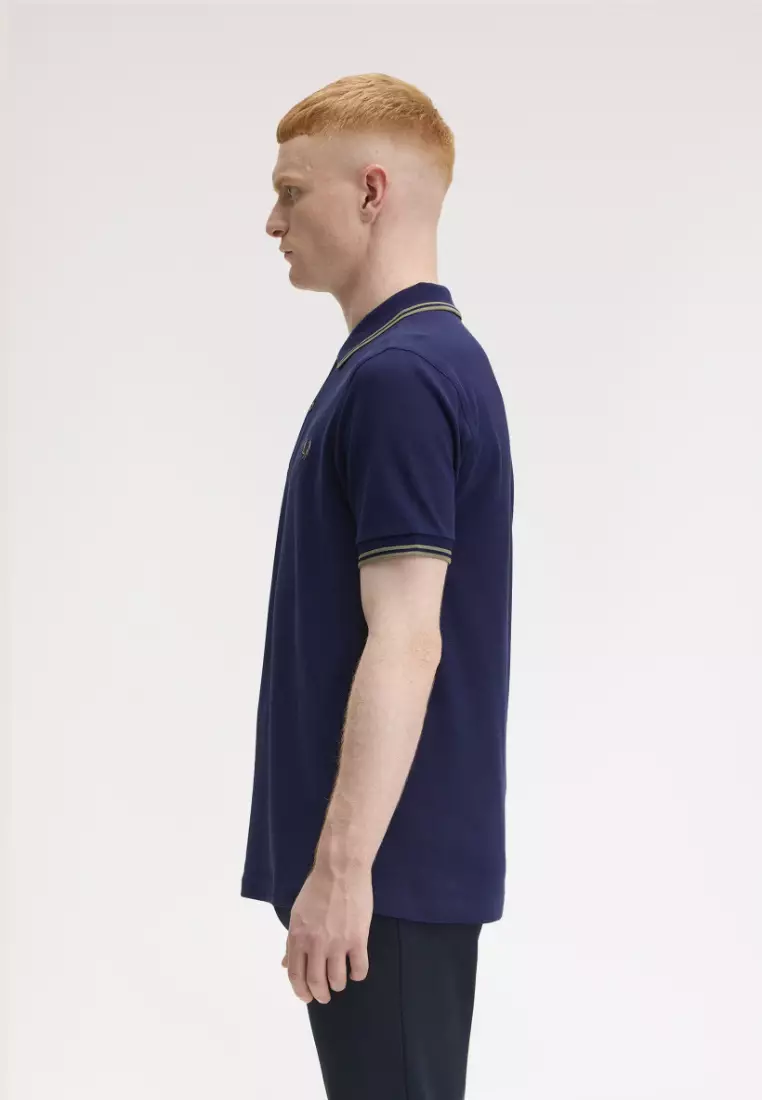 Fred Perry M3600 Twin Tipped Fred Perry Shirt (French Navy / Olive Mint / Olive Mint)