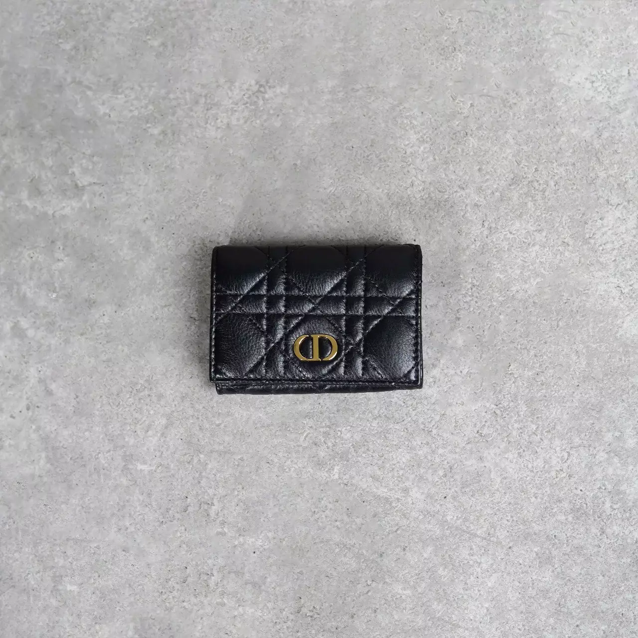 Dompet CHRISTIAN DIOR CARO GHW BLACK CALFSKIN WALLET 100% ORIGINAL