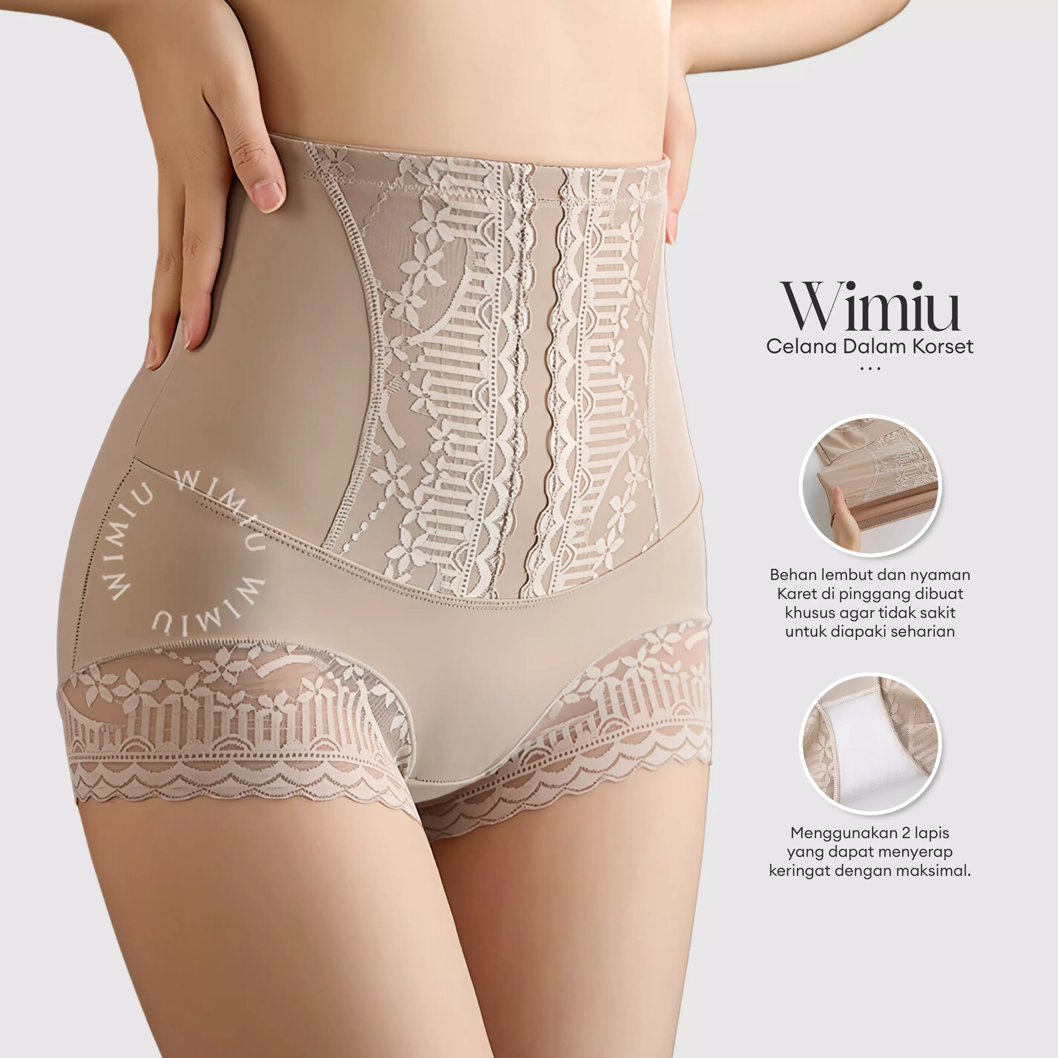 Wimiu Celana Korset Sutra Anti Bakteri Wanita Korset Celana High Waist Highwaist Pelansing Perut Wanita 500083