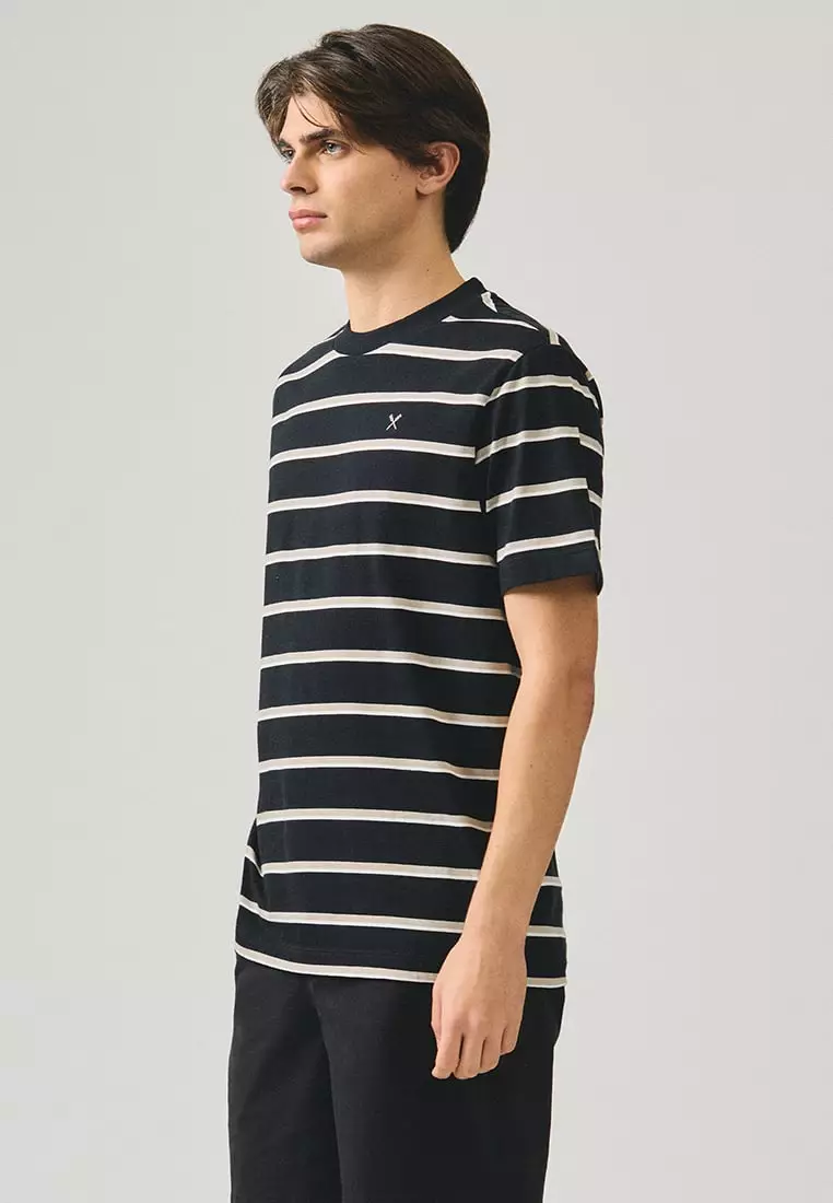 Regular Fit Striped T-Shirt In Brushed Heavy Jersey