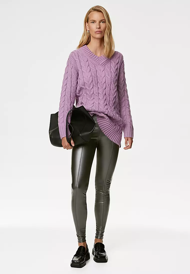 Leather Look High Waisted Leggings