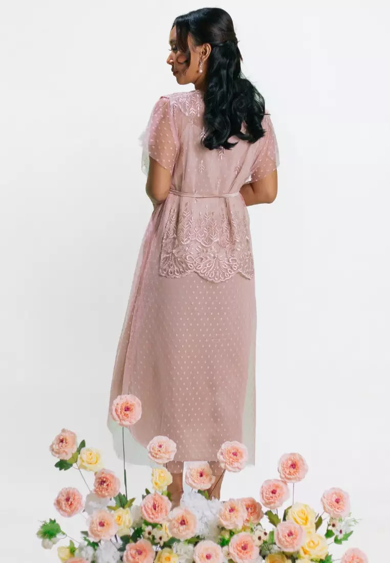 Nayara Dress Tulle Mahisa Dusty pink Gamis Muslim