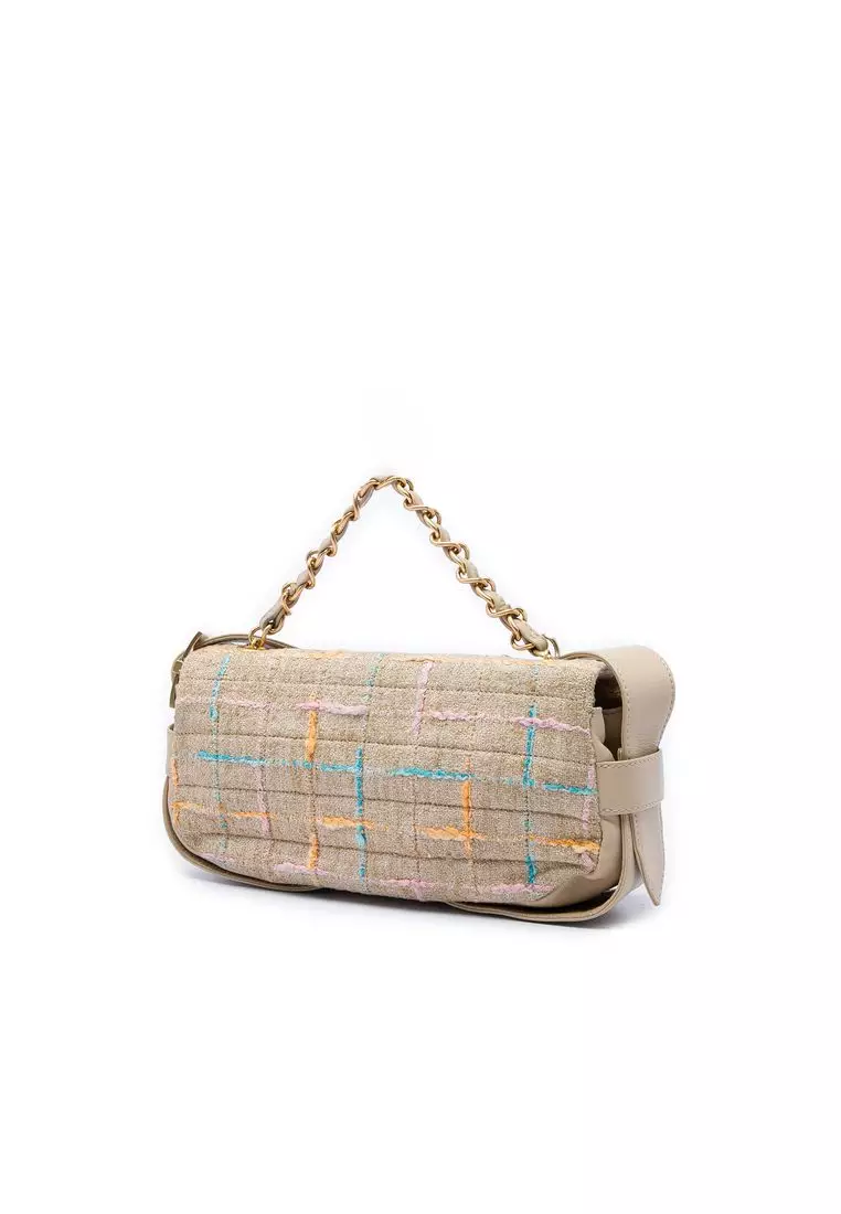 Pre-Loved Chanel Chocolate Bar Tweed Mademoiselle Satchel