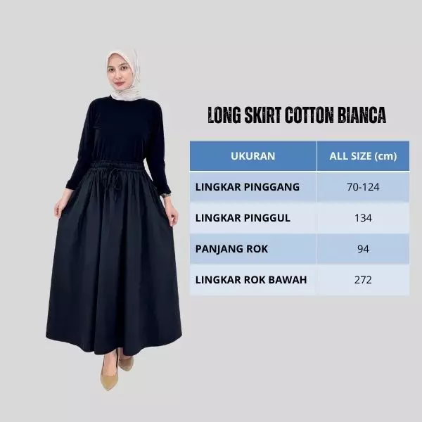 Rok Panjang Katun Flare Bianca HITAM