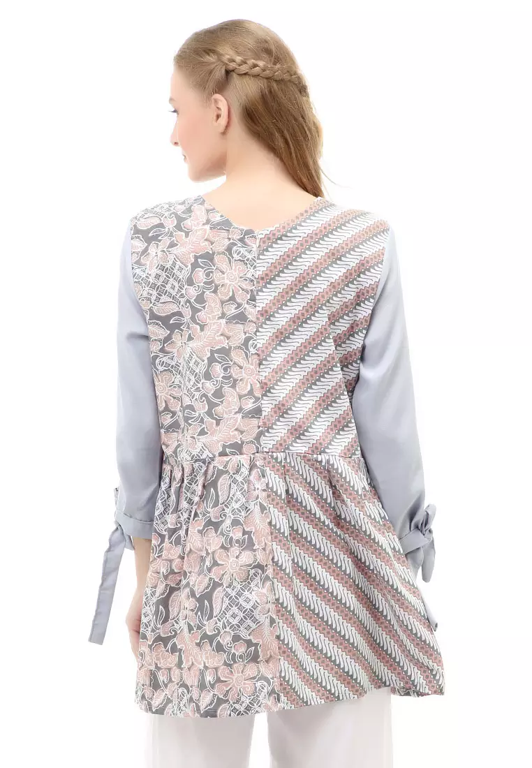 Lynelle Blouse Wanita Batik Sonia Lengan Panjang Motif Liris Bunga Material Cotton ORIGINAL