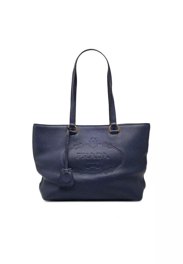Buy Prada Pre-Loved Prada Vitello Daino Canapa Logo Tote 2026